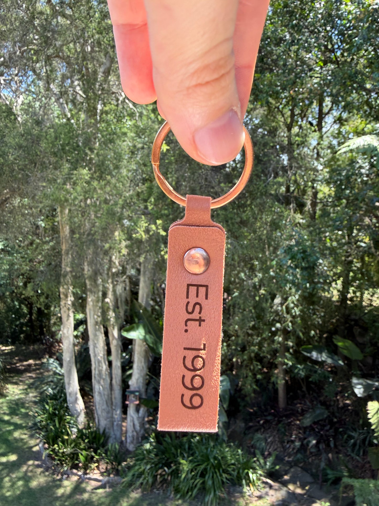 Twig and Twist Personalised PU leather key ring - Brown