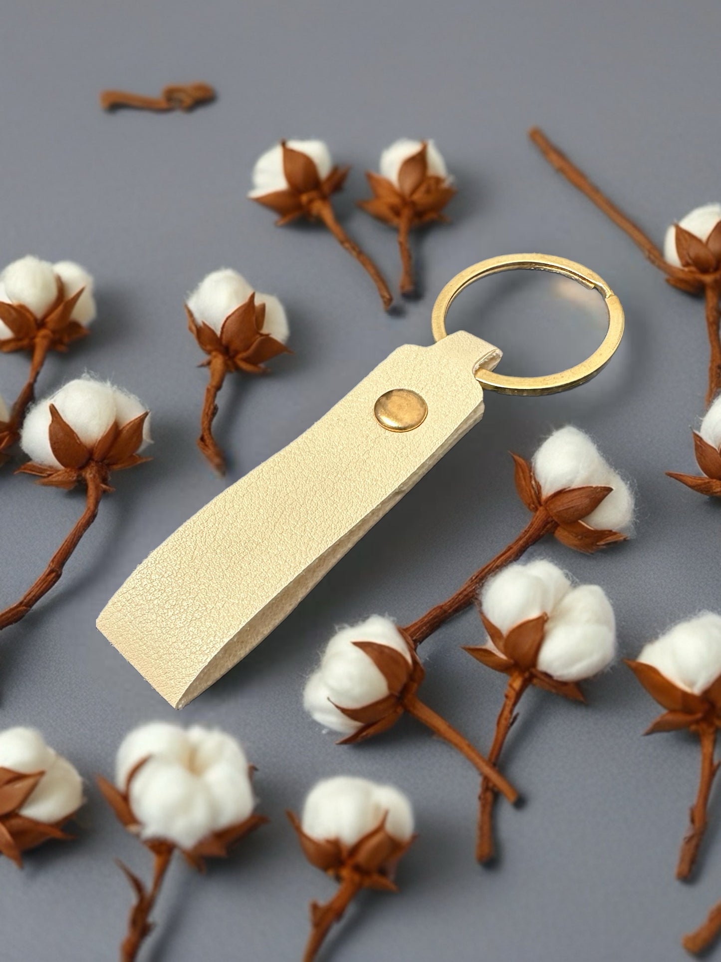Twig and Twist Personalised PU leather Keyring (Beige)