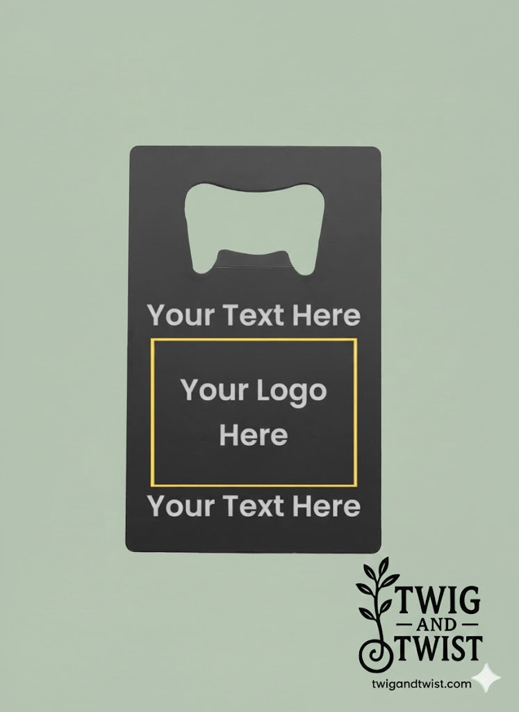 Twig and Twist Personalised Black Stainless Steel (Wallet) Bottle Opener