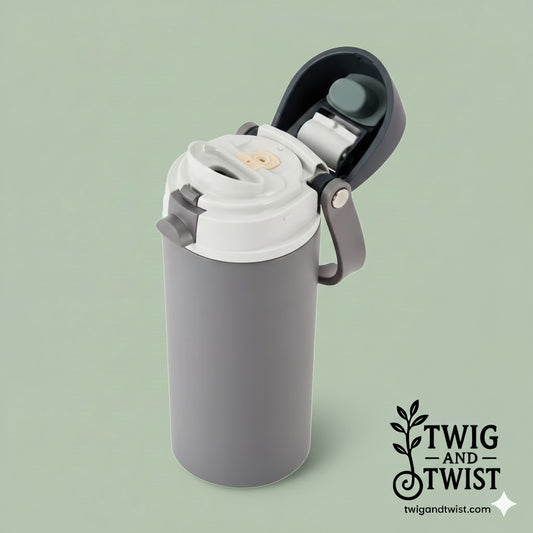 Twig and Twist Personalised 530ml Dual Function Drink Bottle - Grey