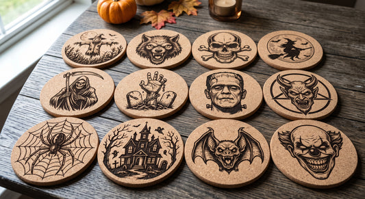 12 Halloween Scary Cork Coasters