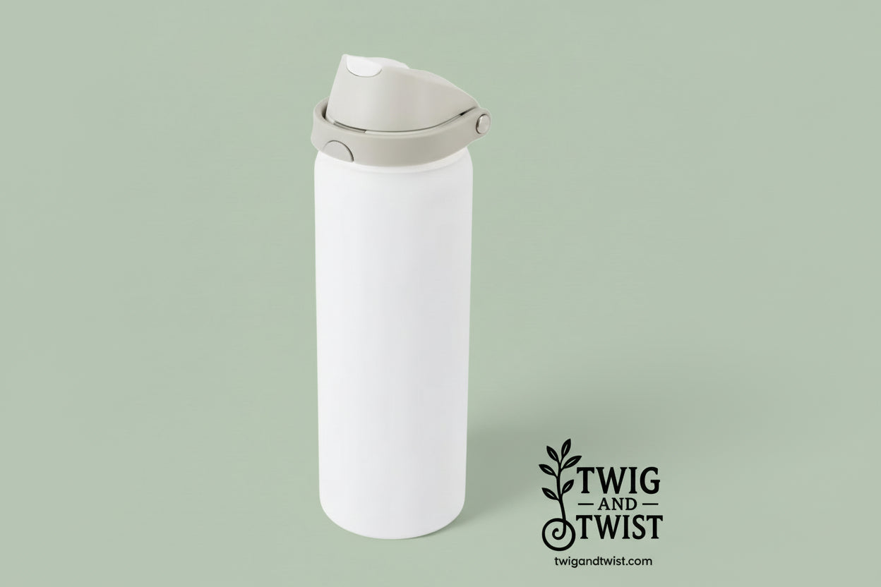 Twig and Twist Personalised 940ml Dual Function Drink Bottle - White
