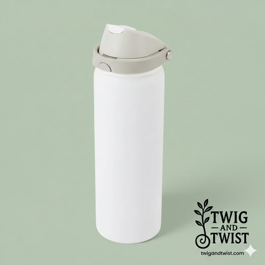 Twig and Twist Personalised 940ml Dual Function Drink Bottle - White