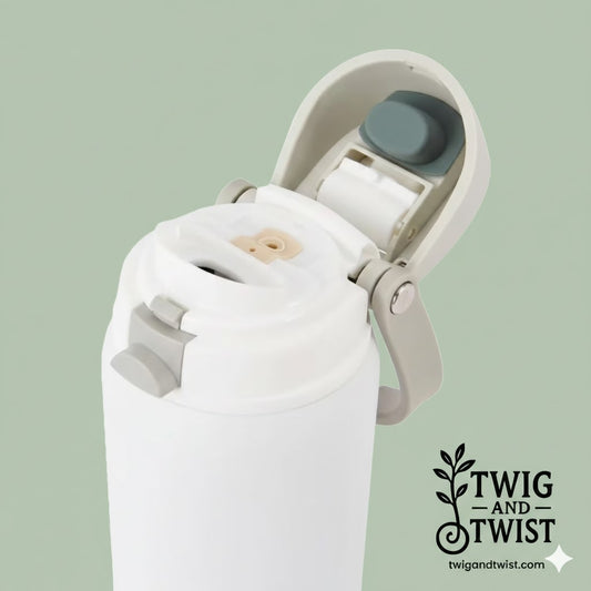 Twig and Twist Personalised 940ml Dual Function Drink Bottle - White