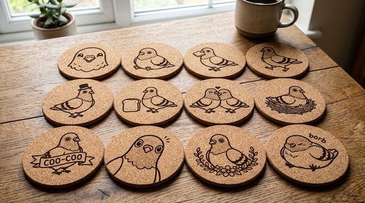 12 Cute Pigeon Cork Coasters
